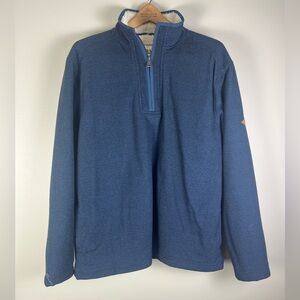 ORVIS Sweater Pullover Men's Large Blue 1/4 Zip Fleece Sherpa Lined